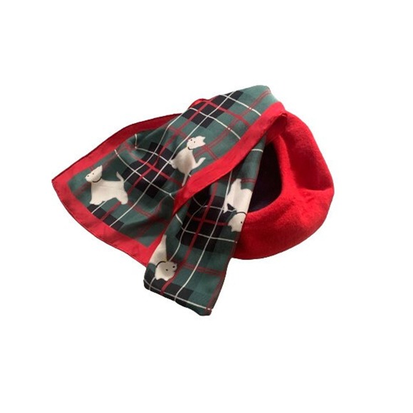 Silk Plaid Scottie Dog Scarf // Long Rectangular Vintage Casual Corner Italian - Picture 2 of 10